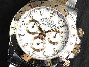 Rolex Cosmograph Daytona 40mm 116523 Gold Steel White Dial