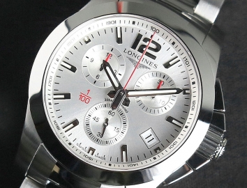 Longines Conquest Chronograph White Dial Stainless Steel Mens Watch 41mm L37004766