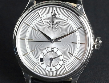 Rolex Cellini Dual Time 39mm 50529 Silver Guilloche Dial